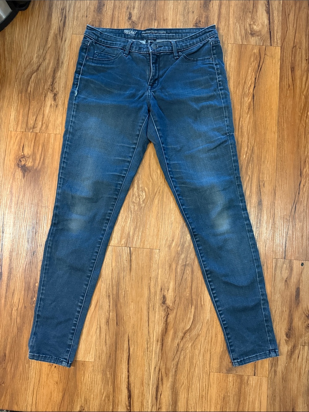Mossimo Women's Blue Skinny Jeans with Faded Whiskering